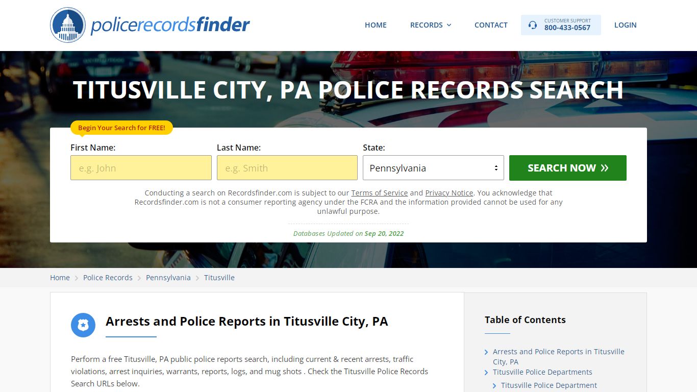 Titusville, Brevard County, PA Police Reports & Police Department Records